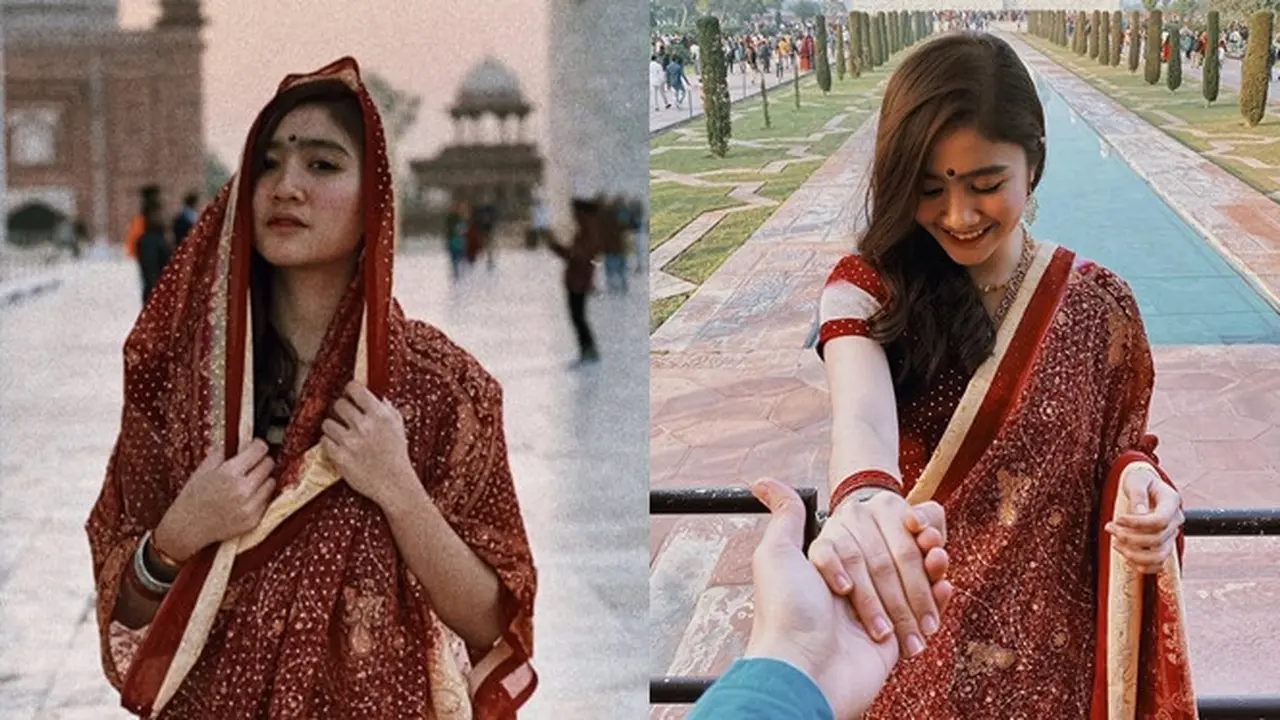 Gaya Febby Rastanty Kenakan Pakaian India