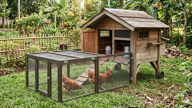 Desain Kandang Ayam dengan Area Umbaran Mini (Foto: Gemini AI)