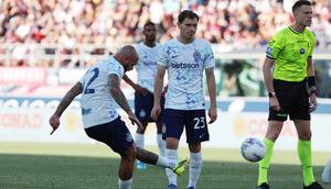 Inter Milan harus puas bermain imbang 3-3 kontra Bologna pada laga pekan terakhir Serie A di Stadio Renato Dall'Ara, Minggu (24/05/2026) dini hari WIB. (Gianni Santandrea/LaPresse via AP)