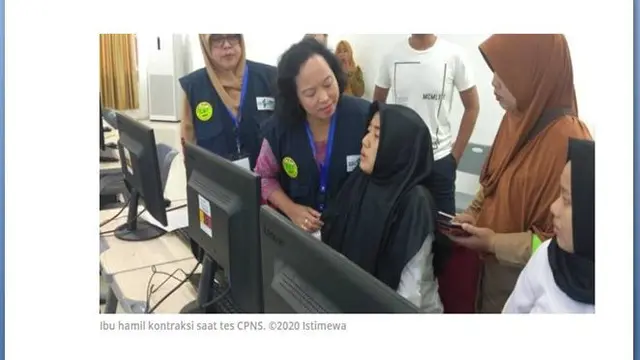 Seorang ibu hamil menjadi salah satu peserta tes SKD CPNS Pemerintah Kabupaten Pesawaran, Provinsi Lampung.