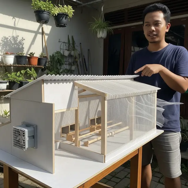 Kandang ayam Model Semi-Closed House Rumahan (Gemini AI)
