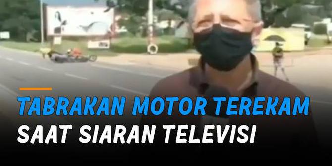VIDEO: Nyeberang Sembarangan, Tabrakan Motor Terekam Saat Siaran Televisi