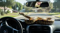 Penampakan Ular Menyelinap Masuk Mobil saat Antre Drive-Thru, Bikin Histeris