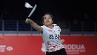Penampilan tunggal putri Indonesia, Gregoria Mariska Tunjung, pada perempat final Malaysia Masters 2023, di Axiata Arena, Jumat (26/5/2023). (Bola.com/PBSI)