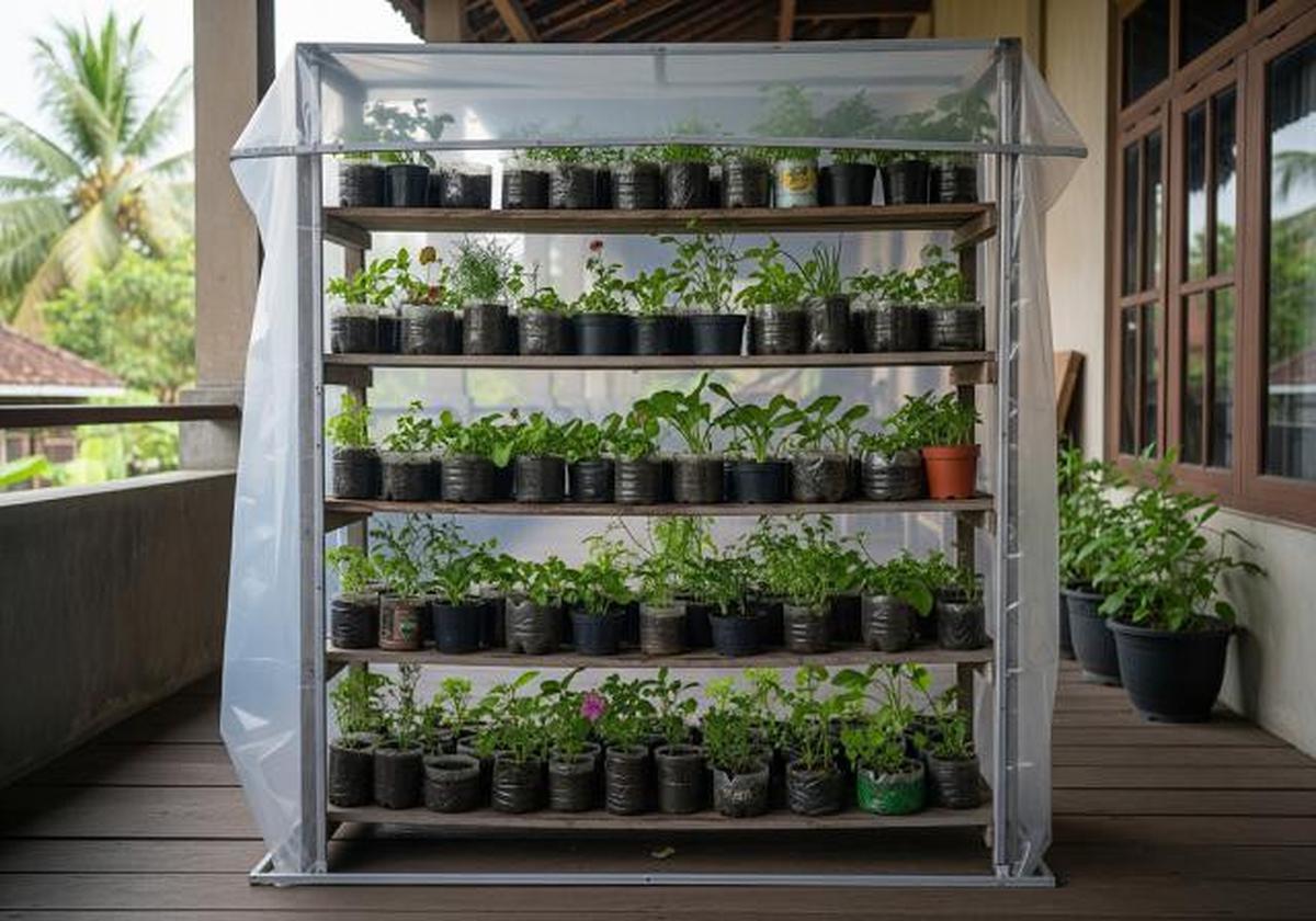 Rumah Kaca dari Rak Bertingkat/Kebun Mini Ala Rumah Kaca Low Budget (Sumber: gemini.com)