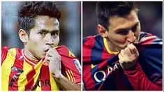 Penyerang Barcelona asal Argentina, Lionel Messi memiliki kemiripan dengan gelandang serang Selangor FC asal Indonesia, Andik Vermansyah. (Instagram-AFP)