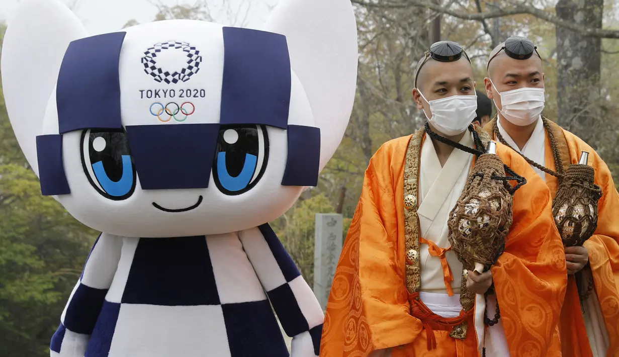 Miraitowa diambil dari dua kata dalam bahasa Jepang. Kata "mirai" berarti masa depan, sementara "towa" adalah keabadian. (Foto:AFP/Kim Kung-Hoon,Pool)