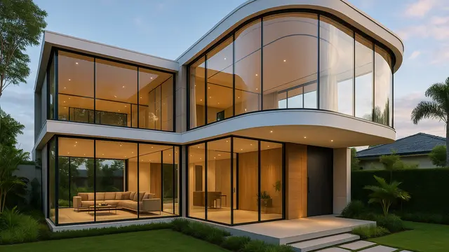 Desain Rumah Minimalis Mewah 2025 Dengan Fasad Full Glass/Ilustrasi gambar oleh AI