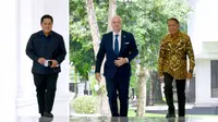 Menteri BUMN, Erick Thohir berjalan bersama Presiden FIFA, Gianni Infantino dan Menpora Zainudin Amali, Selasa (18/10/2022). (Istimewa)