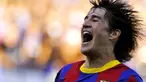 Ekspresi striker Barcelona Bojan Krkic usai mencetak gol ke gawang Malaga dalam partai penutup La Liga 2010-2011 di Estadio La Rosaleda, 21 Mei 2011. AFP PHOTO/JORGE GUERRERO