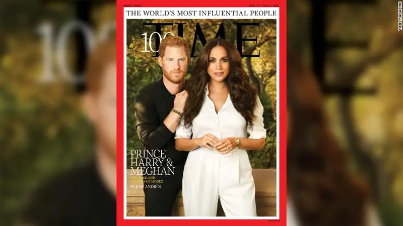 Meghan Markle dan Pangeran Harry menghiasi salah satu sampul majalah TIME yang menampilkan daftar tahunan 100 orang paling berpengaruh. (TIME)
