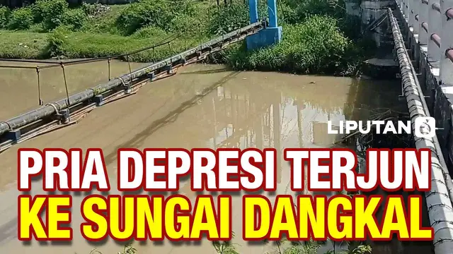 VIDEO: Pria Tegal Coba Bunuh Diri dengan Terjun ke Sungai, Akhirnya Mengejutkan