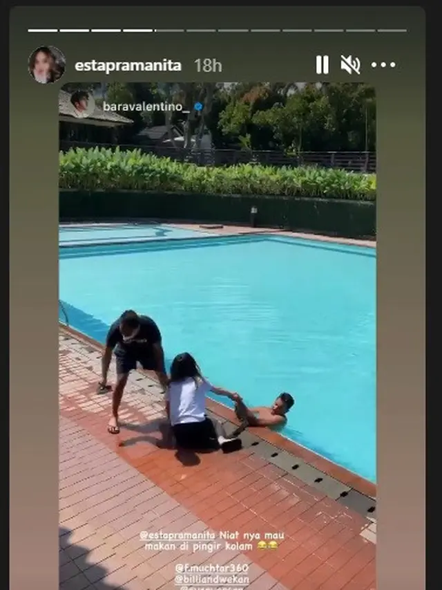 Sebuah video yang diunggah Bara Valentino menunjukkan Esta dikerjai Fathir.