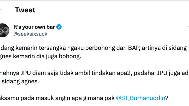 Cuitan Jonathan Latumahina ayah David Ozora. (Foto: Dok. Twitter @seeksixsuck)