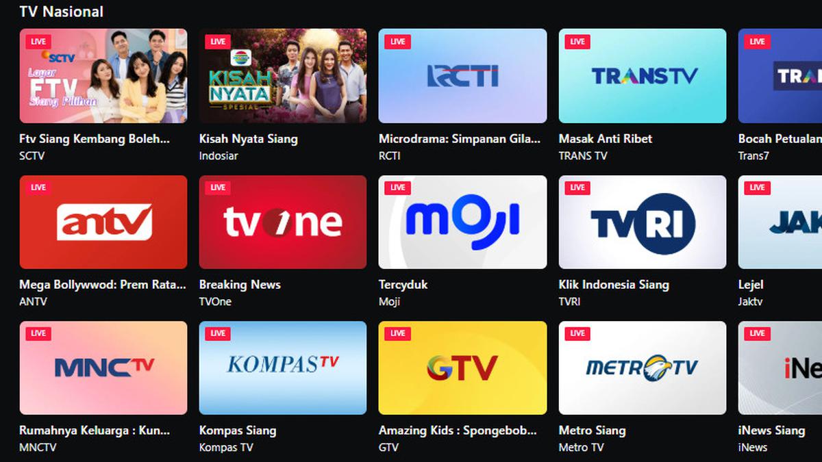 Daftar Channel TV Live Streaming di Vidio: Nonton TV Nasional hingga Internasional Online