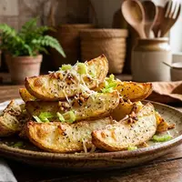 Kentang Wedges Bawang Putih Panggang yang Gurih. (AI Generated)