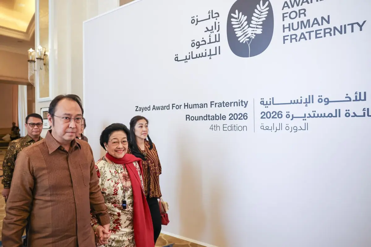 Presiden Kelima RI yang juga Ketua Umum DPP PDI Perjuangan (PDIP), Megawati Soekarnoputri, meja bundar Zayed Award for Human Fraternity Roundtable 2026 di Abu Dhabi, Uni Emirat Arab (UEA), Kamis (5/2/2026) (Istimewa)