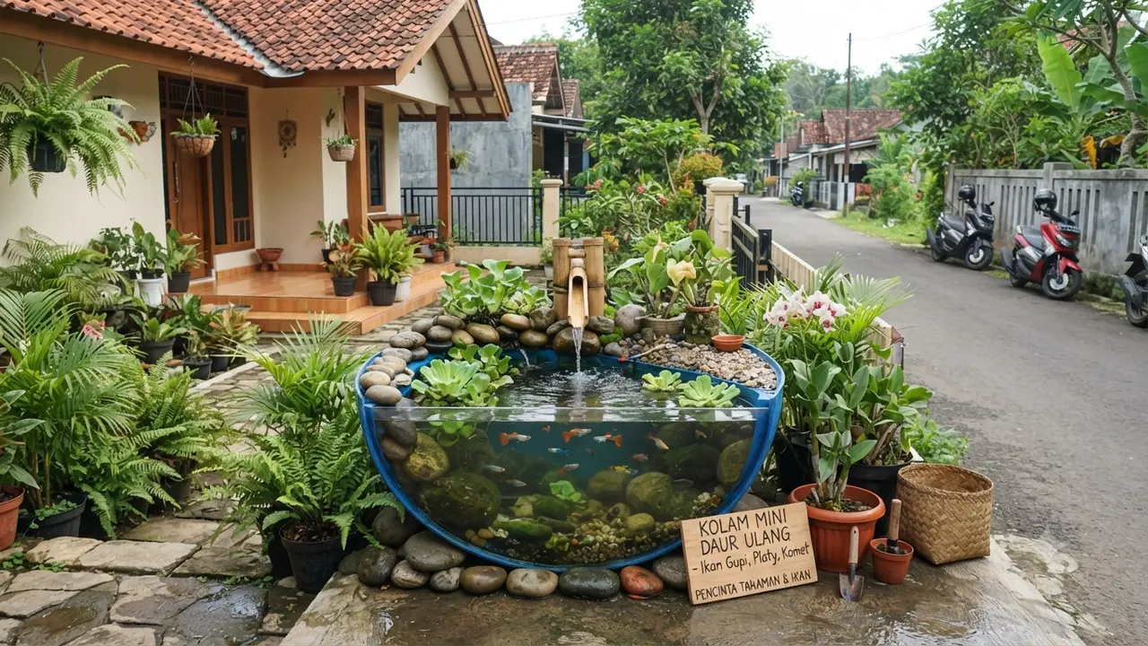 Ide Kolam Mini dari Barang Bekas