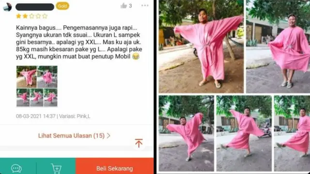 Testimoni Kocak Pembeli Saat Beli Baju Kebesaran di Online Shop, Bikin Ngakak. (Sumber: Twitter/@txtdarionlshop)
