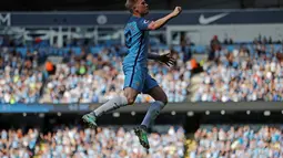 Ekspresi pemain Manchester City, Kevin De Bruyne, setelah mencetak gol pertama ke gawang Bournemouth dalam laga pekan kelima Premier League di Stadion Etihad, Sabtu (17/9/2016) malam WIB. (Action Images via Reuters/Carl Recine)