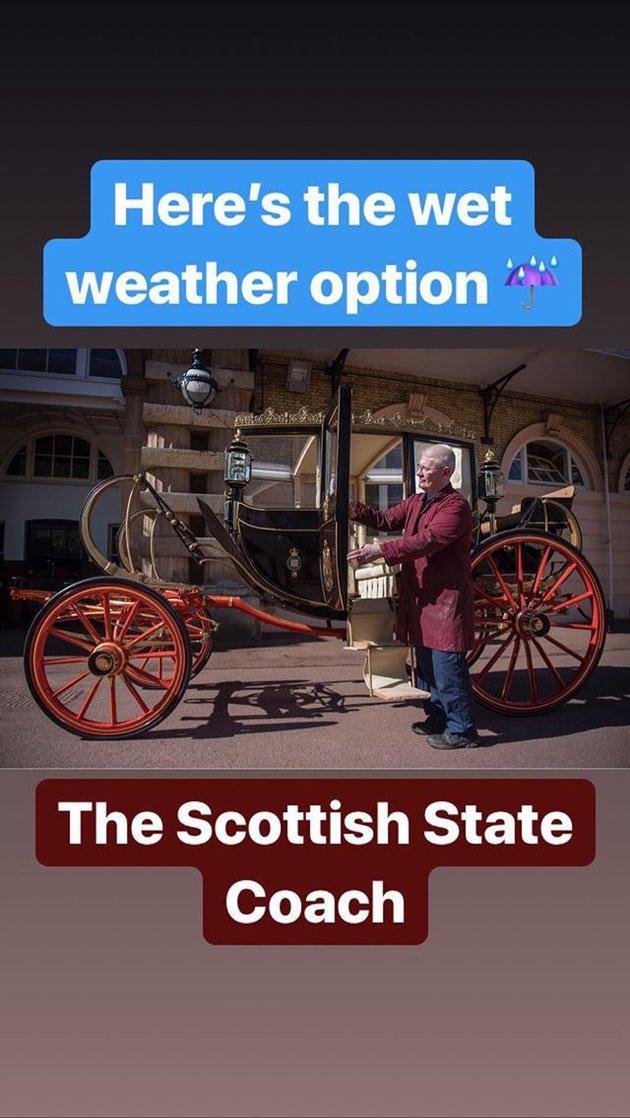 Nah sedangkan The Scottish State Coach ini sendiri menjadi opsi lain jika nanti hujan turun di hari pernikahan Pangeran Harry dan Meghan Markle./instagram.com/kensingtonroyal