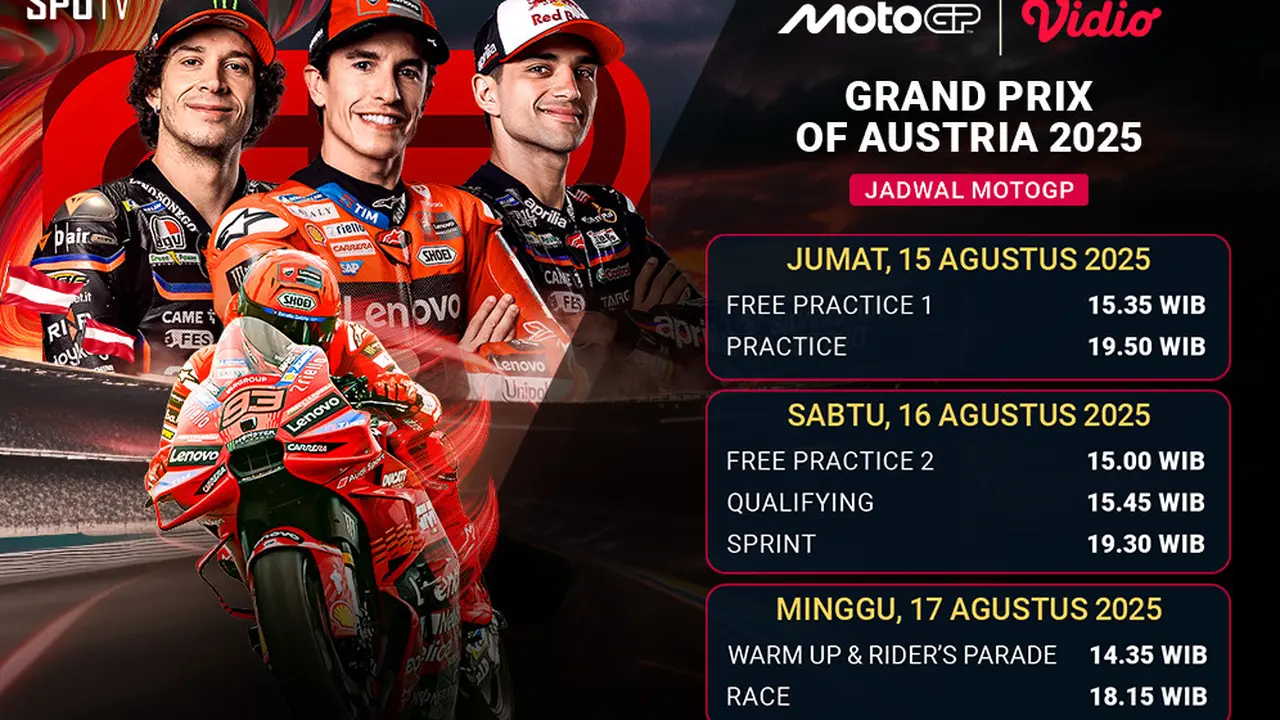 Jadwal MotoGP 2025 Grand Prix of Austria