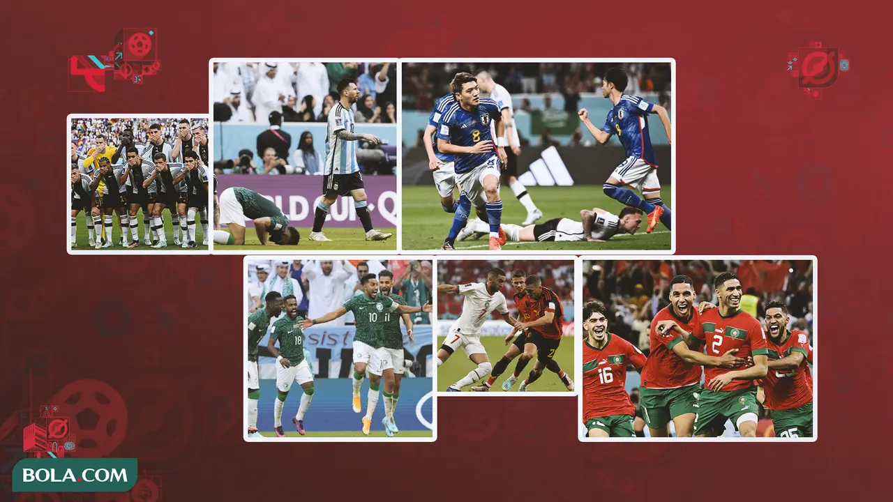 Kolase Piala Dunia Jerman Vs Jepang, Belgia vs Maroko, Arab Saudi vs Argentina