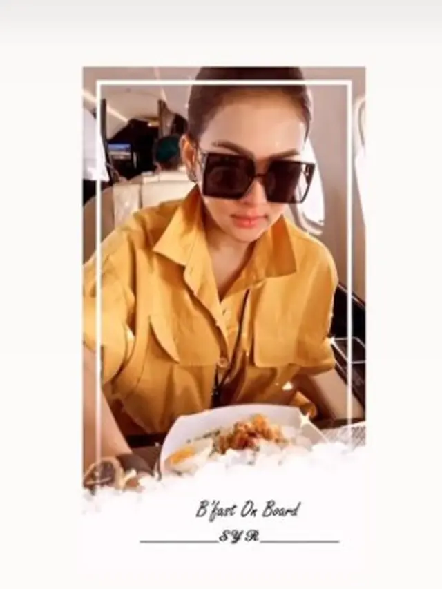Syahrini sarapan di jet pribadi (Instagram Stories)