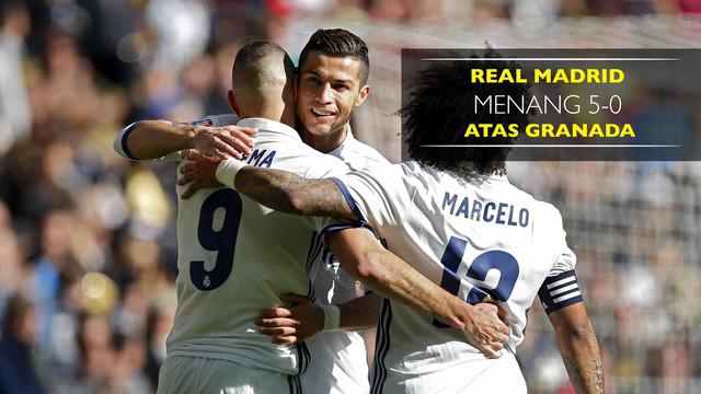 Real Madrid berhasil menang atas Granada dengan skor 5-0 di Santiago Bernabeu, Sabtu (7/1/2017)