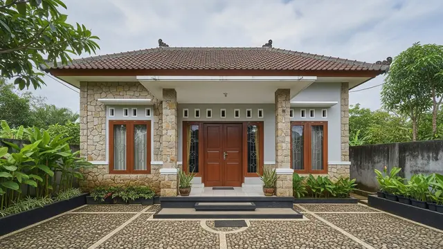 Desain Rumah Mungil Nuansa Batu Alam yang Cocok Buat Pensiunan di Desa