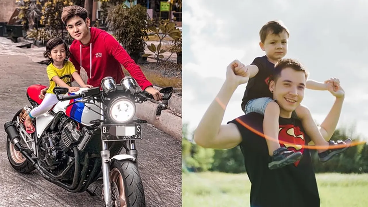 6 Beda Gaya Stefan William dan Aditya Suryo saat Momong Anak, Ayah Idaman
