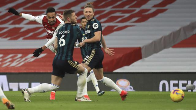 FOTO: Aubameyang Cetak Hattrick, Arsenal Tumbangkan Leeds United 4-2