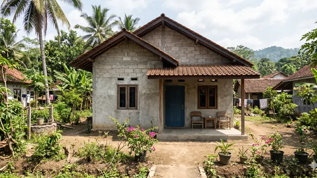 Desain Rumah 1 Lantai Atap Genteng Budget Rp50 Juta di Desa (Foto: Gemini AI)