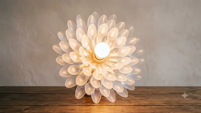 Lampu Hias dari Sendok Plastik Bekas
