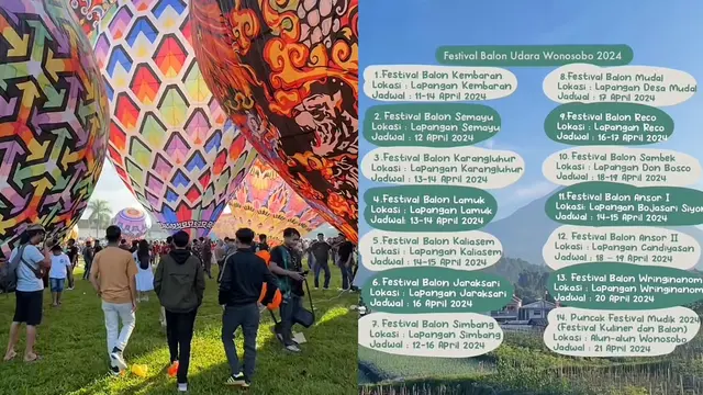 Festival Mudik 2024 di Wonosobo dengan pertunjukan balon udara yang berlangsung pada 11--20 April 2024. (Dok: TikTok @dolan.aja)