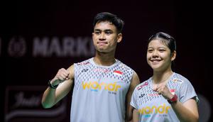 Ganda campuran Indonesia, Jafar Hidayatullah/Felisha Alberta Nathaniel Pasaribu, saat beraksi di Polytron Indonesia Open 2026. (Bola.com/Bagaskara Lazuardi)