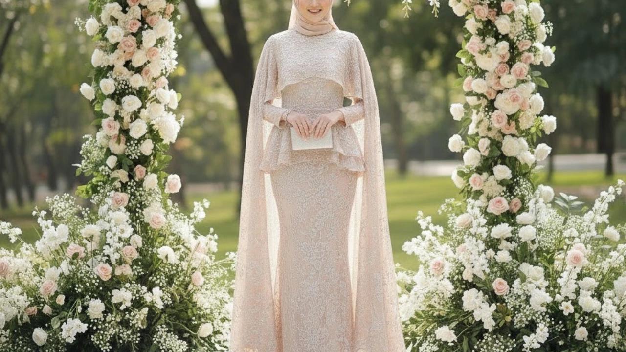 7 Model Gamis Brokat Soft Color untuk Bridesmaid 2025, Elegan dan Sopan Dampingi Hari Spesial Mempelai