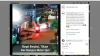 Tangkapan layar video berisikan seorang driver ojek online di Kota Medan, Sumatera Utara (Sumut), ditikam hingga sepeda motor dirampas begal viral di media sosial Instagram
