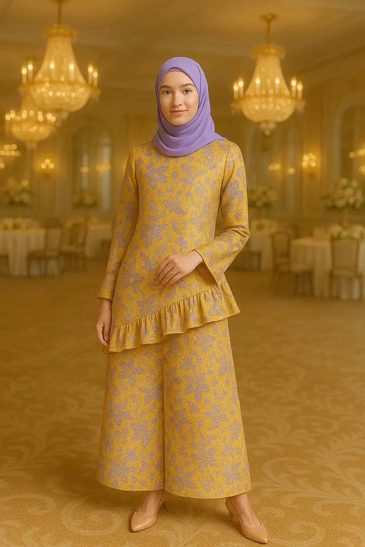 7 Desain Baju Gamis dan Tunik Batik Emas, Pilihan Tepat untuk Kondangan Glamor