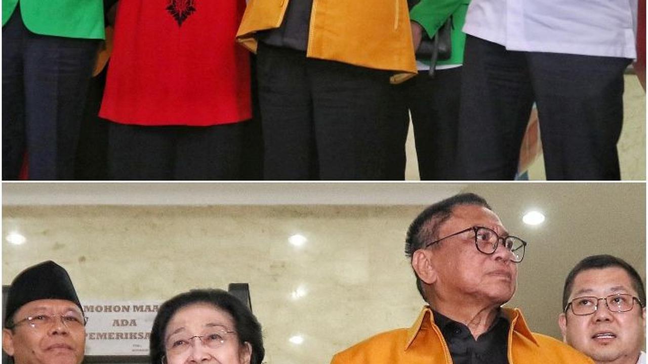 FOTO: Momen Akrab Empat Ketua Umum Parpol Bergandengan Tangan Usai Bertemu untuk Rapat Konsolidasi Pemenangan Ganjar di Pemilu 2024