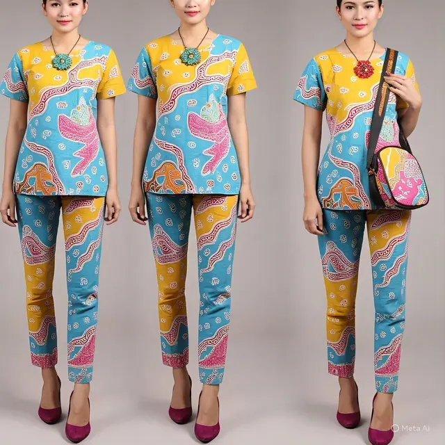 Inspirasi Batik Doodle Berwarna. Foto: Meta AI