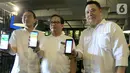 Direktur Utama PT Mapel Teknologi Indonesia Gunawan Liento (kanan), Direktur Operasional Tommi P M Hutapea dan Direktur Finance Nino Osamulia saat meluncurkan market place di Indonesia dengan nama Mapel di Jakarta, Minggu (15/3/2020).  (Liputan6.com/Fery Pradolo)
