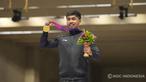 Dahaga medali emas cabang menembak di ajang Asian Games akhirnya terbayar pada Asian Games Hangzhou 2022 setelah Muhammad Sejahtera Dwi Putra merebutnya dari nomor perorangan 10 meter running target putra di Fuyang Yinhu Sports Centre, Hangzhou, China, Senin (25/9/2023). Medali emas tersebut seklaigus menjadi medali emas pertama Kontingen Indonesia pada Asian Games Hangzhou 2022. Selain medali emas, tim menembak putra yang terdiri dari Muhammad Sejahtera Dwi Putra beserta dua rekannya, Muhammad Badri Akbar dan Irfandi Julio juga mempersembahkan satu medali perunggu dari nomor 10 meter running target beregu putra. (NOC Indonesia)