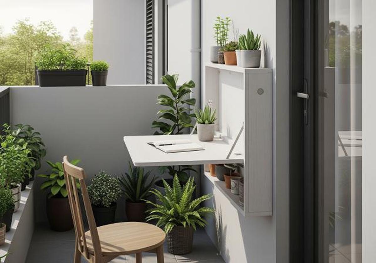 Teras dengan Meja Konsol Lipat (Folding Console Table)/Ide Desain Teras Kecil Bisa Buat tempat Jemur Tanaman (Sumber: gemini.com)