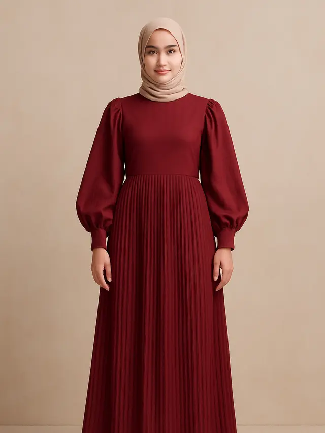 Gamis Kombinasi Plisket untuk Outfit Sehari-hari (Foto: ChatGPT)
