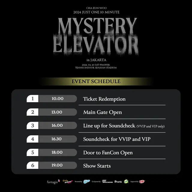 Rundown Fancon Cha Eun Woo "Just One 10 Minutes Mystery Elevator" di Jakarta. (instagram.com/@viuscreamdatesid)
