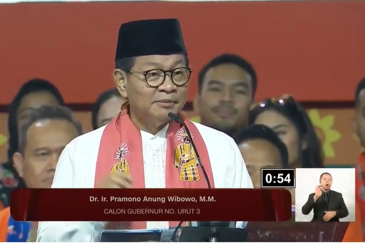 Calon Gubernur (Cagub) nomor urut 3 Pramono saat debat kedua Pilgub Jakarta 2024.