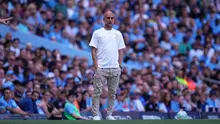 Guardiola memainkan laga terakhirnya dengan The Cityzens dengan menjamu Aston Villa di Liga Inggris 2025/2026 pada Minggu (25/05/2026) waktu setempat. (AP Photo/Alastair Grant)