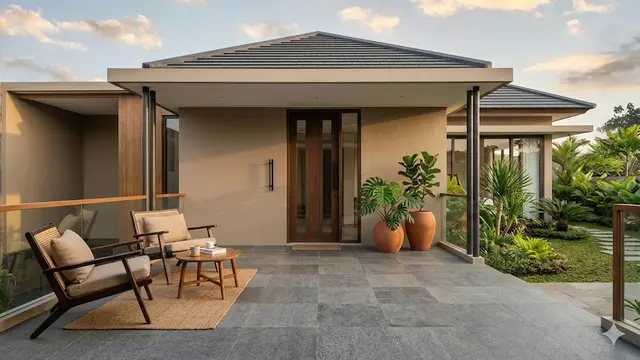 Warna Cat Teras Rumah Minimalis Modern Anti Noda Hujan