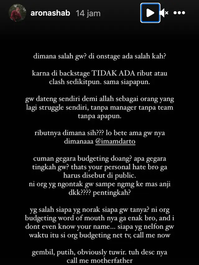 Unggahan Aron Ashab.